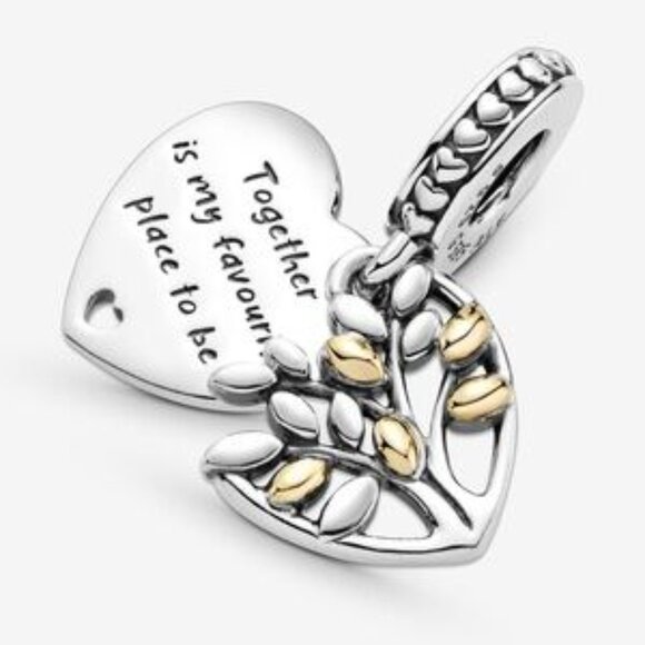 Heart Tree Charm in Silver and Gold - Picture 2 of 4
